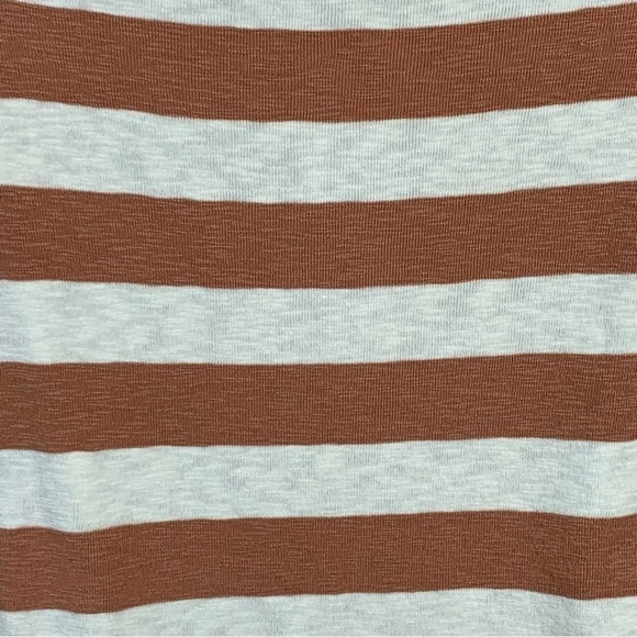 M Madewell Brick White Striped Knit Top Short Sleeve Stretch Medium Sweater Top - Picture 5 of 9